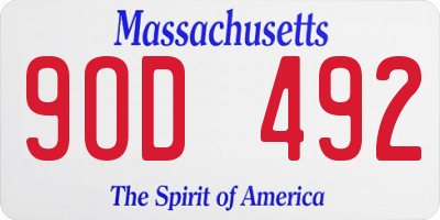 MA license plate 9OD492