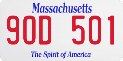 MA license plate 9OD501