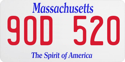 MA license plate 9OD520