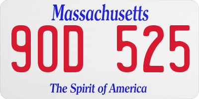 MA license plate 9OD525