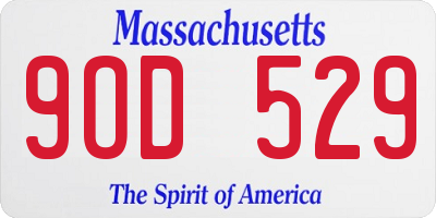 MA license plate 9OD529