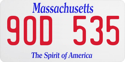 MA license plate 9OD535
