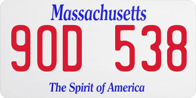 MA license plate 9OD538