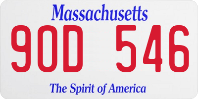 MA license plate 9OD546