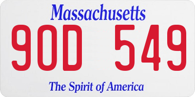 MA license plate 9OD549
