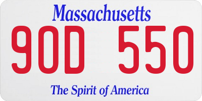 MA license plate 9OD550