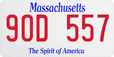 MA license plate 9OD557