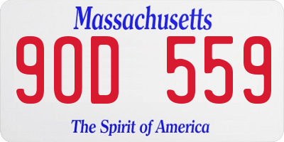 MA license plate 9OD559