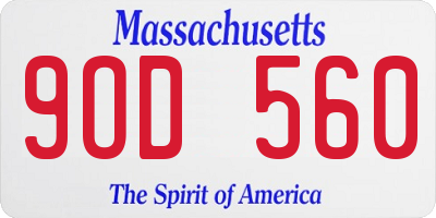 MA license plate 9OD560