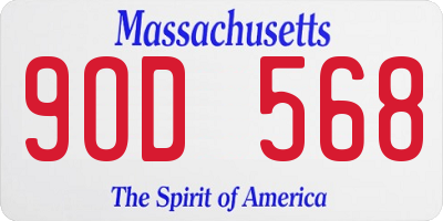 MA license plate 9OD568