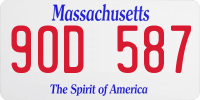 MA license plate 9OD587