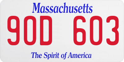 MA license plate 9OD603