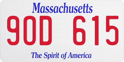 MA license plate 9OD615