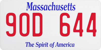 MA license plate 9OD644