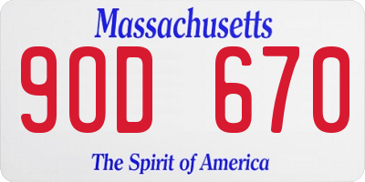 MA license plate 9OD670