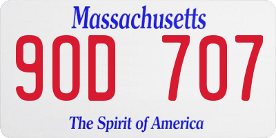 MA license plate 9OD707
