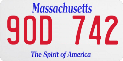 MA license plate 9OD742