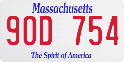 MA license plate 9OD754