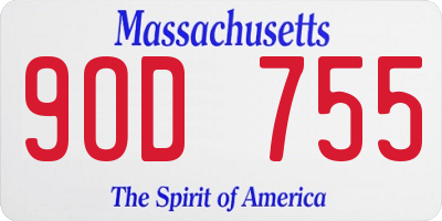 MA license plate 9OD755