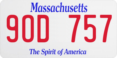 MA license plate 9OD757