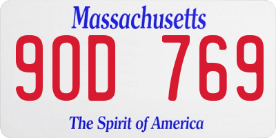 MA license plate 9OD769