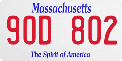MA license plate 9OD802
