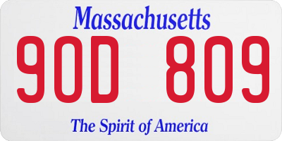 MA license plate 9OD809