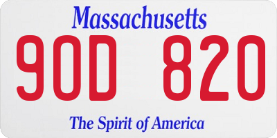 MA license plate 9OD820