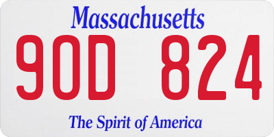MA license plate 9OD824