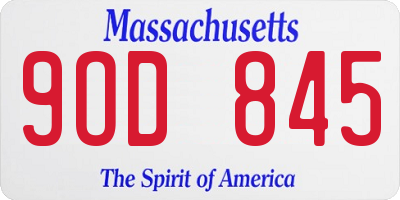 MA license plate 9OD845