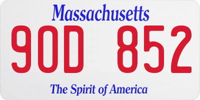MA license plate 9OD852
