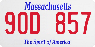 MA license plate 9OD857