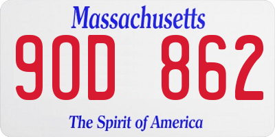 MA license plate 9OD862