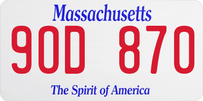 MA license plate 9OD870