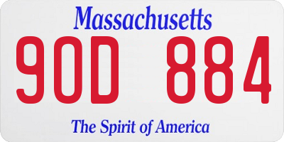 MA license plate 9OD884