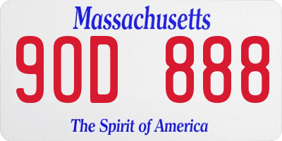 MA license plate 9OD888