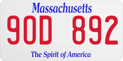 MA license plate 9OD892