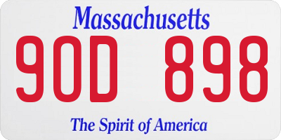 MA license plate 9OD898