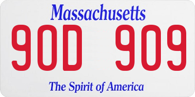 MA license plate 9OD909