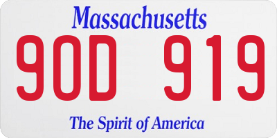 MA license plate 9OD919