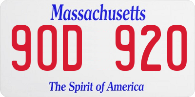 MA license plate 9OD920
