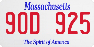 MA license plate 9OD925