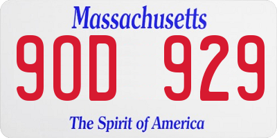 MA license plate 9OD929
