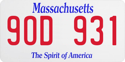 MA license plate 9OD931