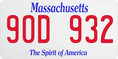 MA license plate 9OD932
