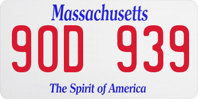 MA license plate 9OD939