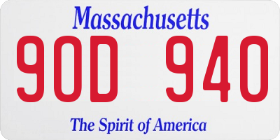 MA license plate 9OD940