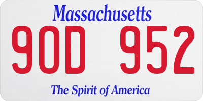 MA license plate 9OD952