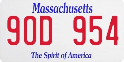 MA license plate 9OD954
