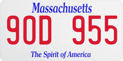 MA license plate 9OD955